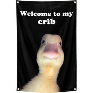 Welcome To My Crib Flag Funny Tapestry 2x3Ftr Wall Art